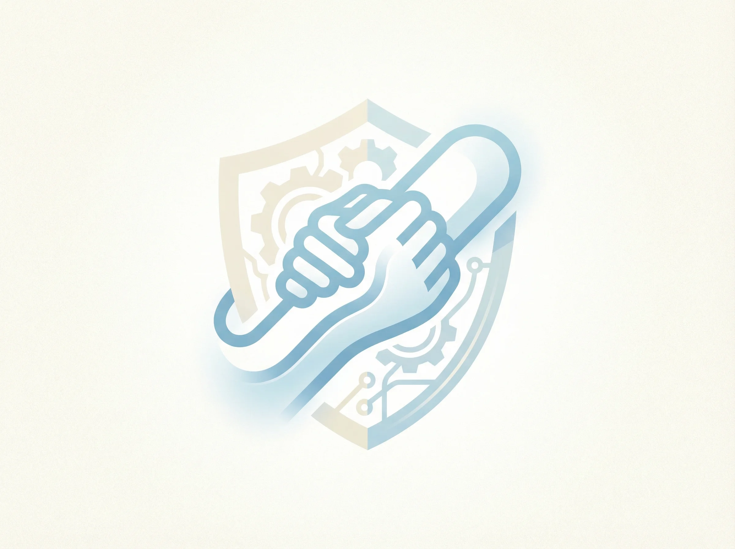 Концепция партнёрства и экспертизы: рукопожатие и щит, абстрактная иллюстрация, 800x600